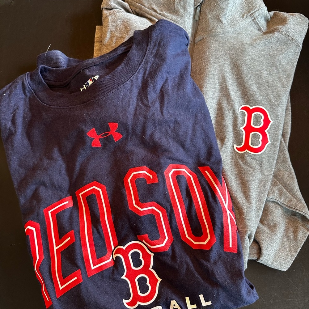 Kids Red Sox Navy and Gray Shirts